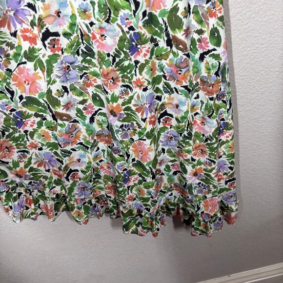 Viereck Medium Asymmetric Injeanous Dress Hart Green Floral Ruched Front V Neck - Picture 3 of 8